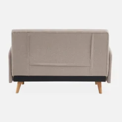 Sofá-cama com pés em madeira, 2 lugares