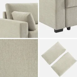 Sofá-cama conversível em tecido, 3 lugares