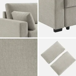 Sofá-cama conversível em tecido, 3 lugares