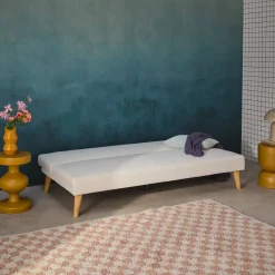 Sofá-cama conversível em tecido bouclé, 3 lugares