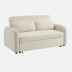 Sofá-cama conversível em tecido bouclé, 2 lugares