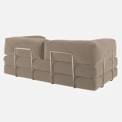 Sofá-cama conversível em veludo canelado com estrutura cromada, 3 lugares