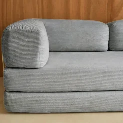 Sofá-cama conversível em veludo canelado com estrutura cromada, 3 lugares