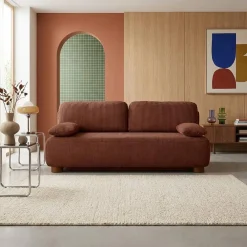 Sofá-cama conversível em veludo canelado, 3 lugares