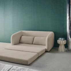 Sofá-cama conversível tecido chenille, 2 lugares