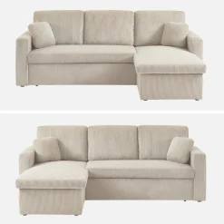 Sofá-cama de canto conversível, 3 lugares