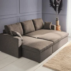 Sofá-cama de canto em tecido, 3 lugares