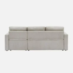 Sofá-cama de canto em veludo canelado, 3 lugares