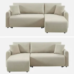 Sofá-cama de canto reversível com arrumação, 3 lugares