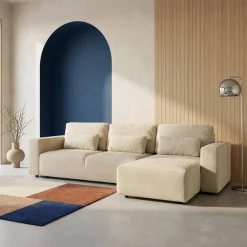 Sofá-cama de canto reversível em tecido chenille, 3 lugares