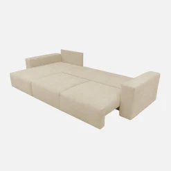 Sofá-cama de canto reversível em tecido chenille, 3 lugares