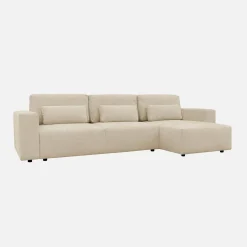 Sofá-cama de canto reversível em tecido chenille, 3 lugares