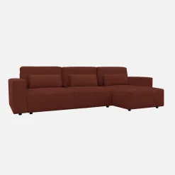 Sofá-cama de canto reversível em tecido chenille, 3 lugares