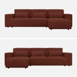 Sofá-cama de canto reversível em tecido chenille, 3 lugares