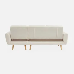 Sofá-cama de canto reversível em tecido bouclé, 3 lugares