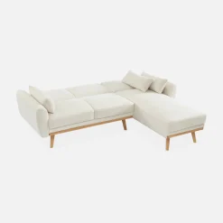 Sofá-cama de canto reversível em tecido bouclé, 3 lugares