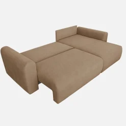 Sofá-cama de canto reversível em tecido chenille, 3 lugares