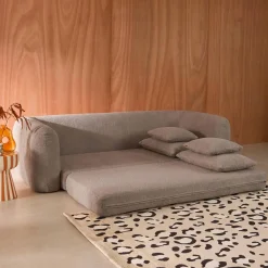 Sofá-cama em tecido bouclé, 3 lugares