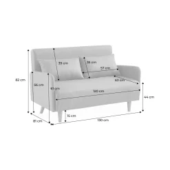 Sofá-cama em tecido bouclé, 2 lugares