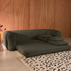 Sofá-cama em tecido bouclé, 3 lugares