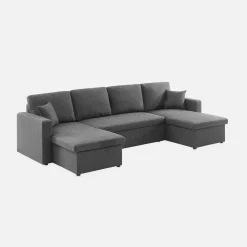 Sofá-cama em tecido com arrumação, 4 lugares