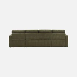 Sofá-cama em veludo canelado com arrumação, 4 lugares