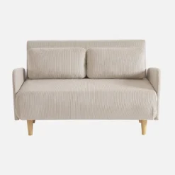 Sofá-cama em veludo canelado fino, 2 lugares