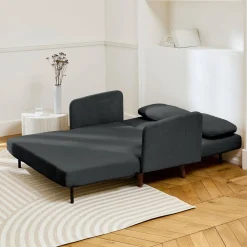 Sofá-cama em veludo canelado fino, 2 lugares