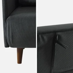 Sofá-cama em veludo canelado fino, 2 lugares