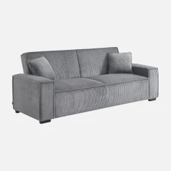 Sofá-cama em veludo canelado grosso, 3 lugares