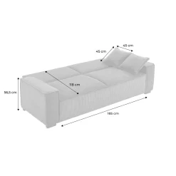 Sofá-cama em veludo canelado grosso, 3 lugares