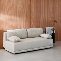 Sofá-cama em veludo canelado, 3 lugares