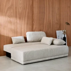 Sofá-cama em veludo canelado, 3 lugares