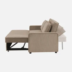 Sofá-cama em veludo canelado, 2 lugares