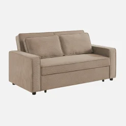Sofá-cama em veludo canelado, 2 lugares