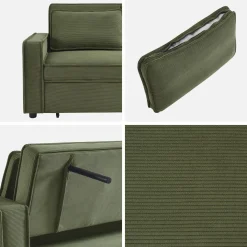 Sofá-cama em veludo canelado, 2 lugares