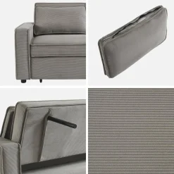 Sofá-cama em veludo canelado, 2 lugares