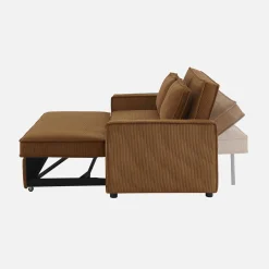 Sofá-cama em veludo canelado, 2 lugares