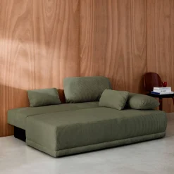 Sofá-cama em veludo canelado, 3 lugares
