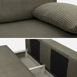 Sofá-cama em veludo canelado, 3 lugares