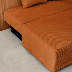 Sofá-cama em veludo canelado, 3 lugares