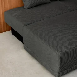 Sofá-cama em veludo canelado, 3 lugares