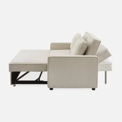 Sofá-cama em veludo canelado, 2 lugares