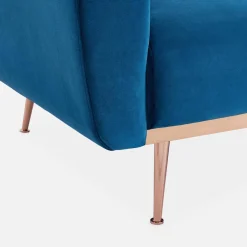 Sofá-cama em veludo com pés em metal, 2 a 3 lugares