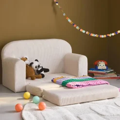 Sofá cama infantil em veludo cotelê desdobrável