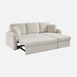 Sofá-cama reversível em tecido bouclé, 3 lugares