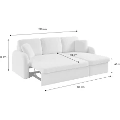 Sofá-cama reversível em tecido bouclé, 3 lugares