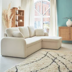 Sofá-cama reversível em tecido bouclé, 3 lugares