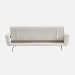 Sofá-cama reversível em veludo canelado com pés em metal, 2-3 lugares