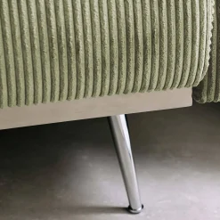 Sofá-cama reversível em veludo canelado com pés em metal, 2-3 lugares